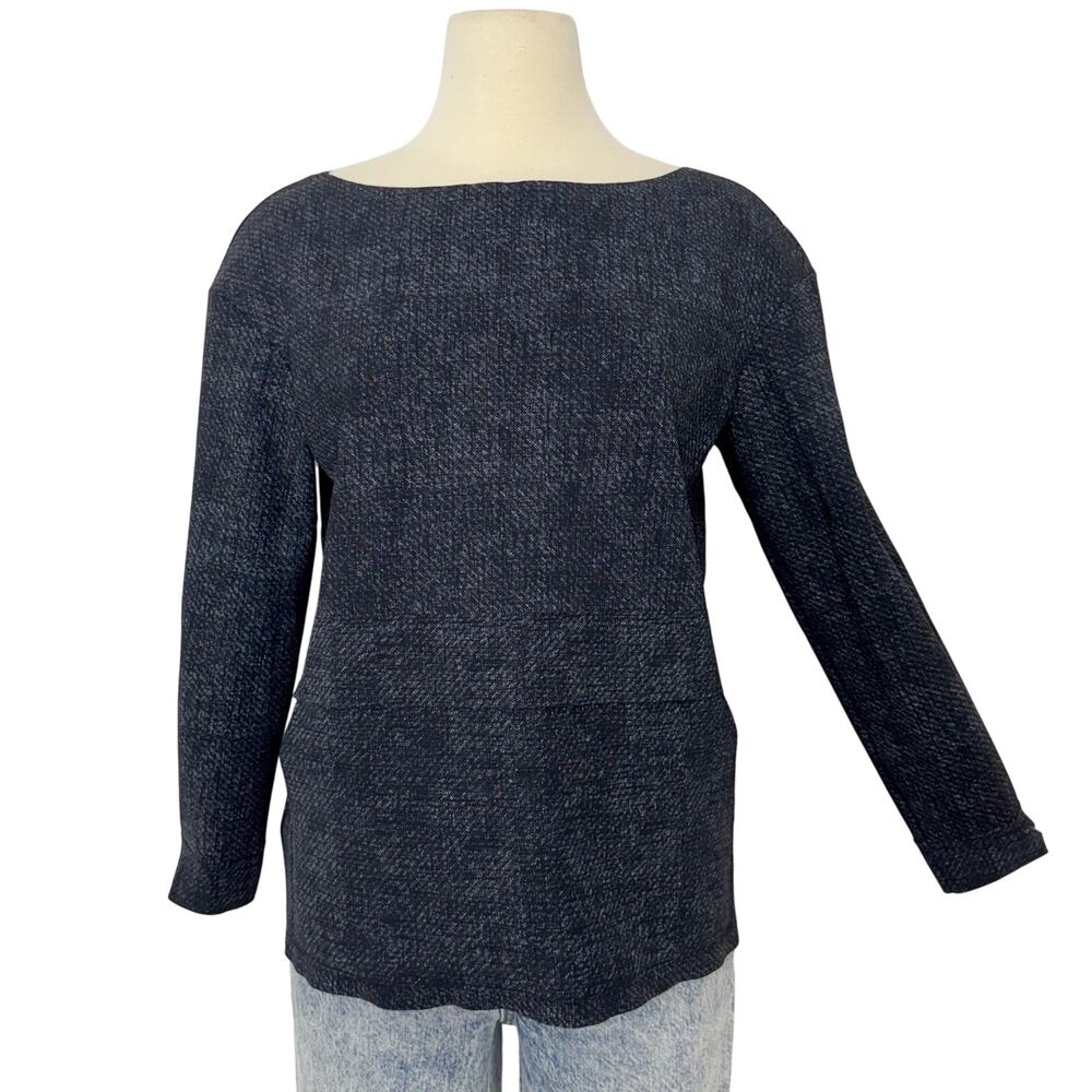 Chiara Boni La Petite Robe Long Sleeve Stretchy Top Blouse Charcoal Gray S